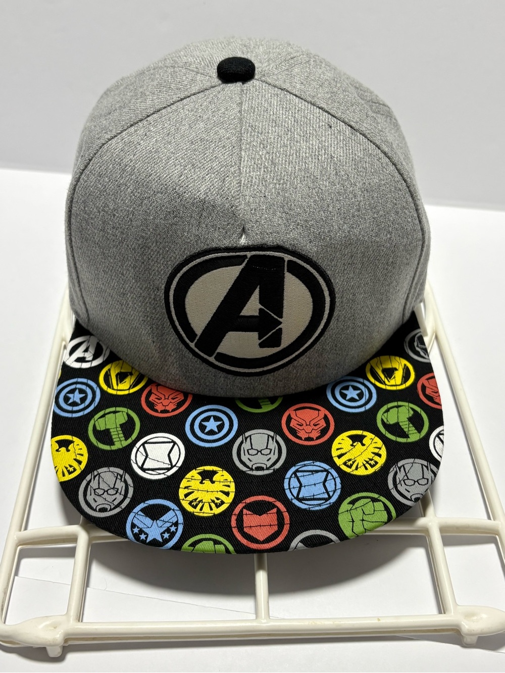 Marvel Avengers Snapback Hat Gray All Over Print Iron Man Captain America
